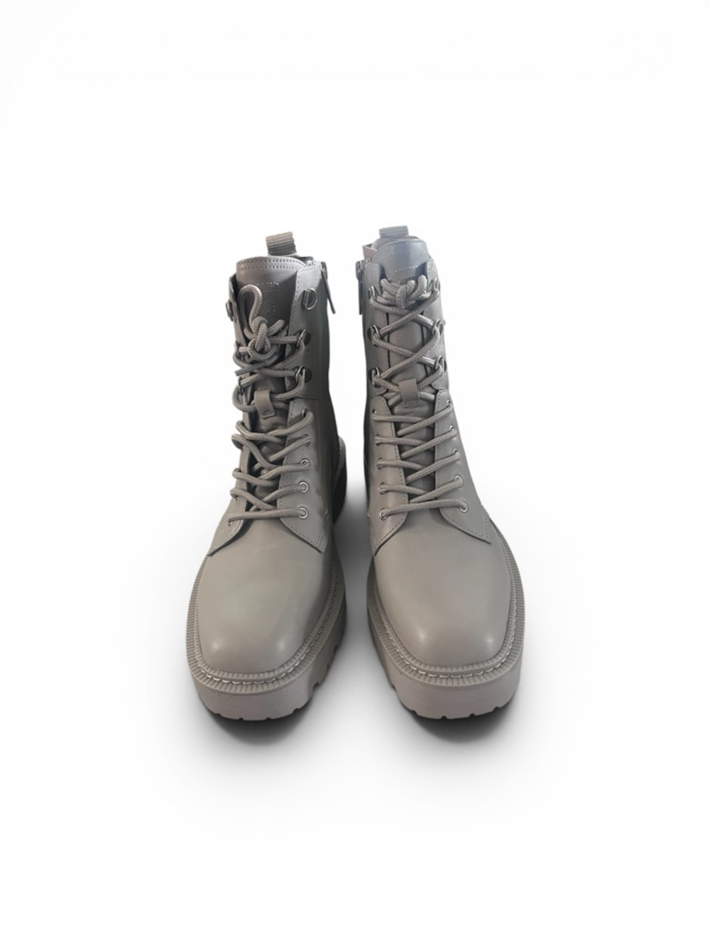 Sam Edelman Gray Lace-Up Combat Moto Boots